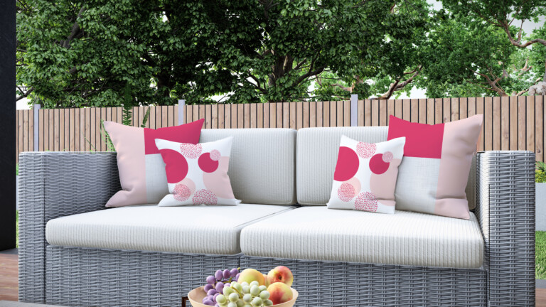 Colour Block Pink Quick Dry Outdoor Cushion