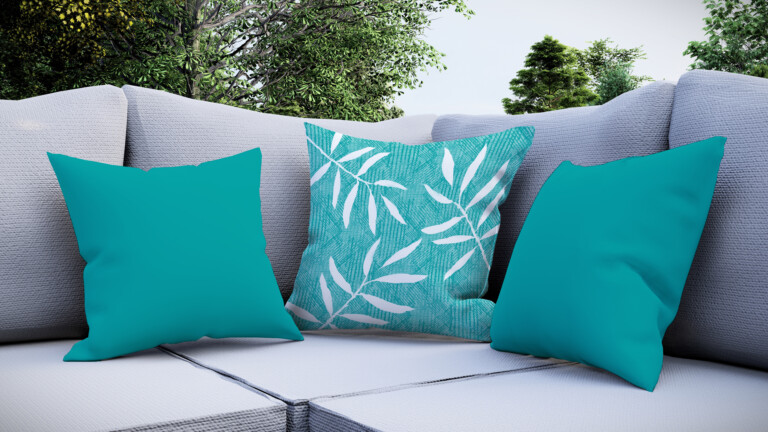 Leaf Teal Quick Dry Outdoor Cushion