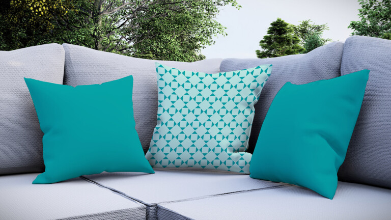 Geo Repeat Teal Quick Dry Outdoor Cushion