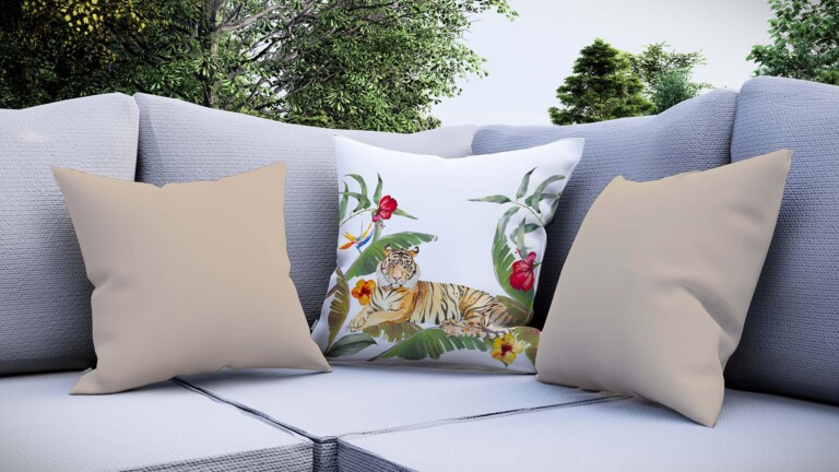 Leaves Multi Green Quick Dry Outdoor Cushion