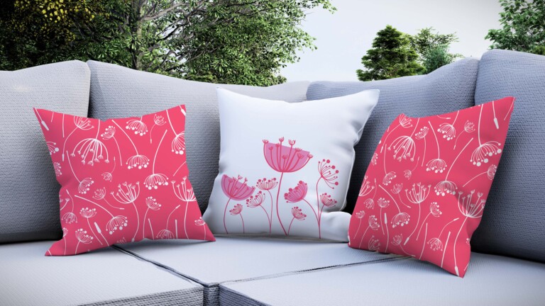 Dandelion Clocks Pink Quick Dry Outdoor Cushion