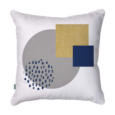 Geo Blue and Ochre Cushion