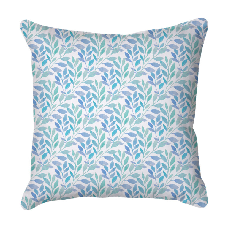Gradient Leaves Blue Quick Dry Outdoor Cushion