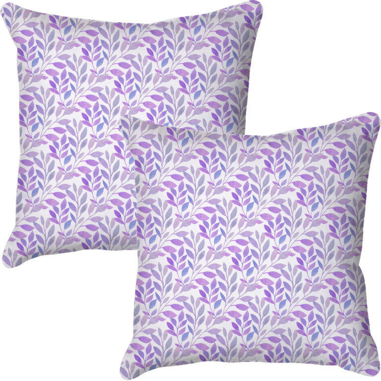 Gradient Leaves Purple Quick Dry Outdoor Cushion
