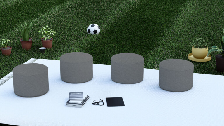 Ventura Silver Outdoor Pouffe