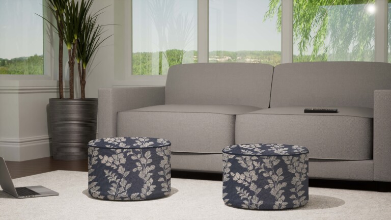 Laura Ashley Waxham Dark Seaspray Indoor Pouffe