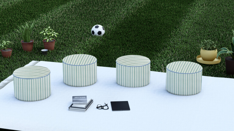 Laura Ashley Shirting Stripe Outdoor Pouffe